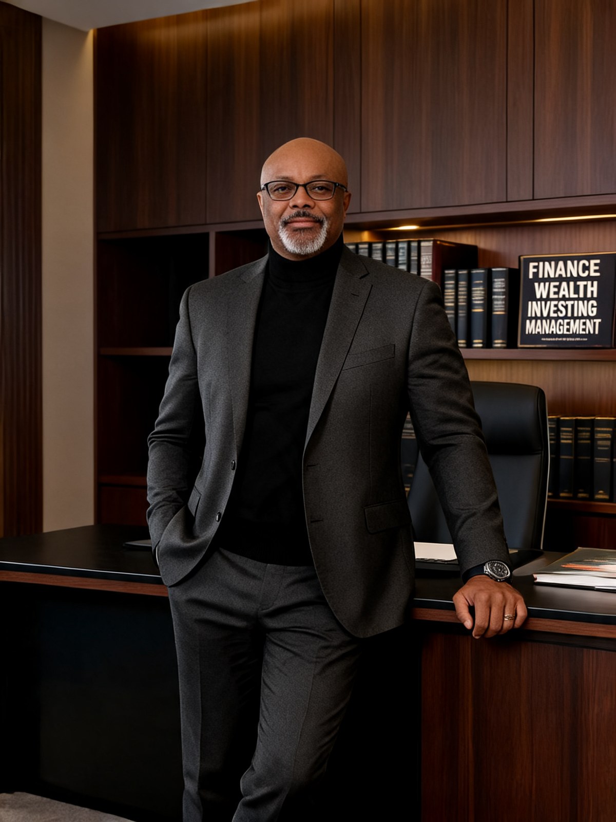 Dr. Boyce Watkins standing in his office in front of a bookshelf of finance and investing books
